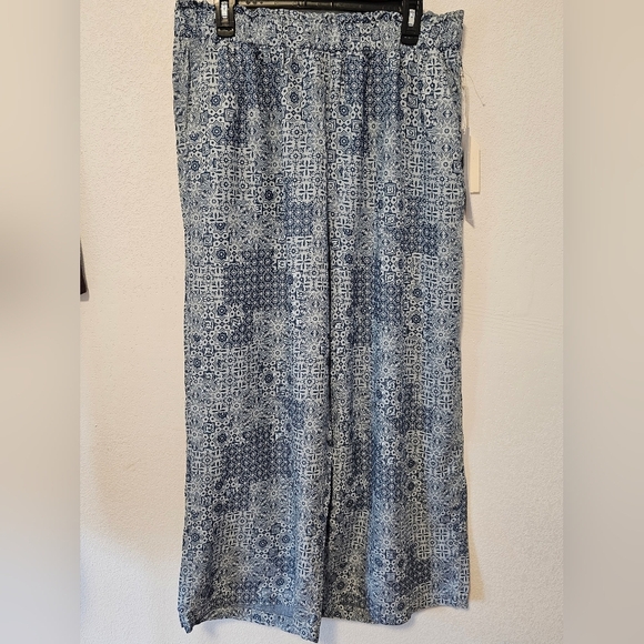 Jane & Delancey Blue and White Pull On Wide Leg Pants Womens Size 1X NWT - Picture 10 of 10